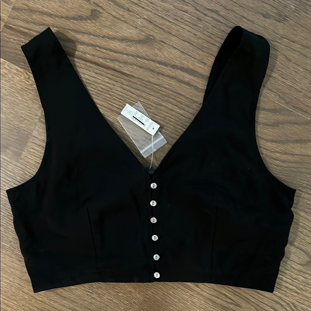 Madewell Black Sleeveless Crop Tank Top